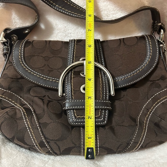 Canvas and Leather Coach Dark Brown Signature Shoulder Bag - Picture 7 of 7